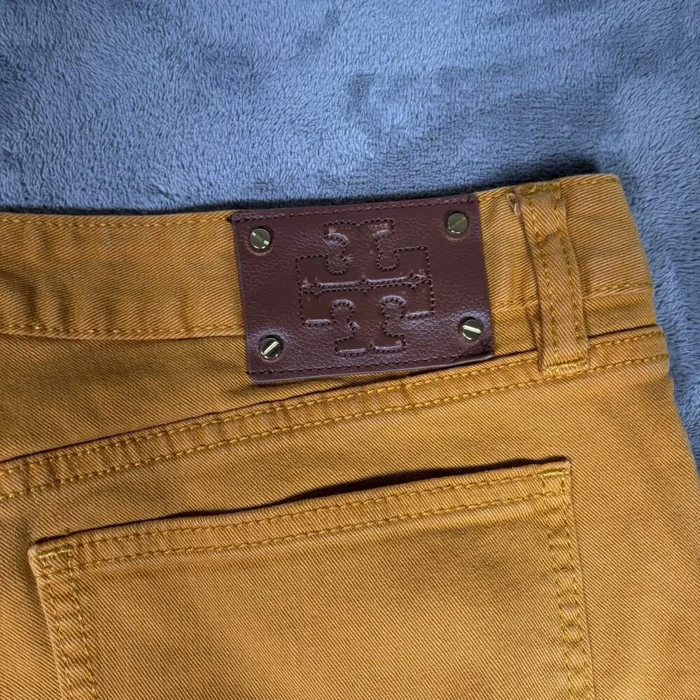 Tory Burch Ivy Super Skinny Mid Rise Jeans Women’s 30 Mustard Yellow Stretch